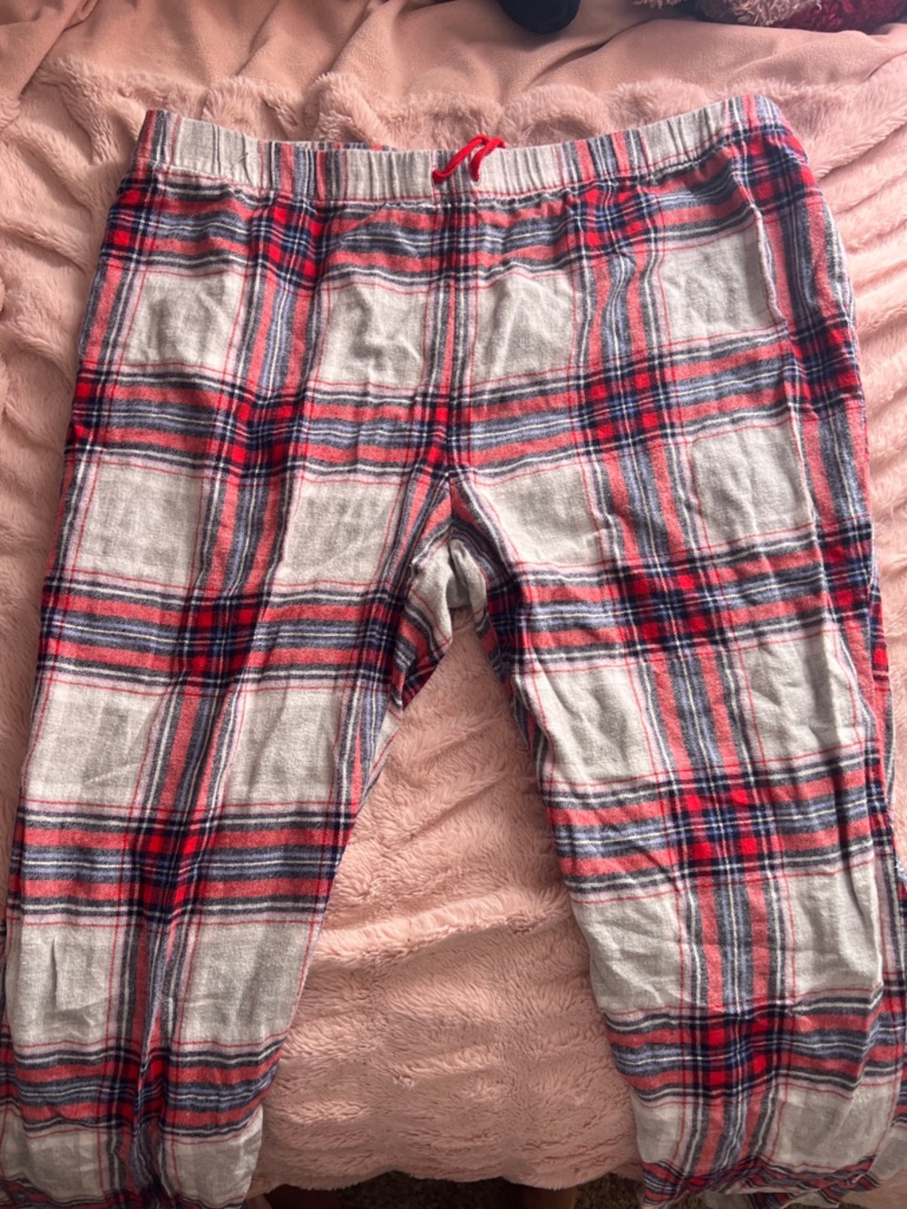 Plaid Cozy Lounge Pants in Gray and Red